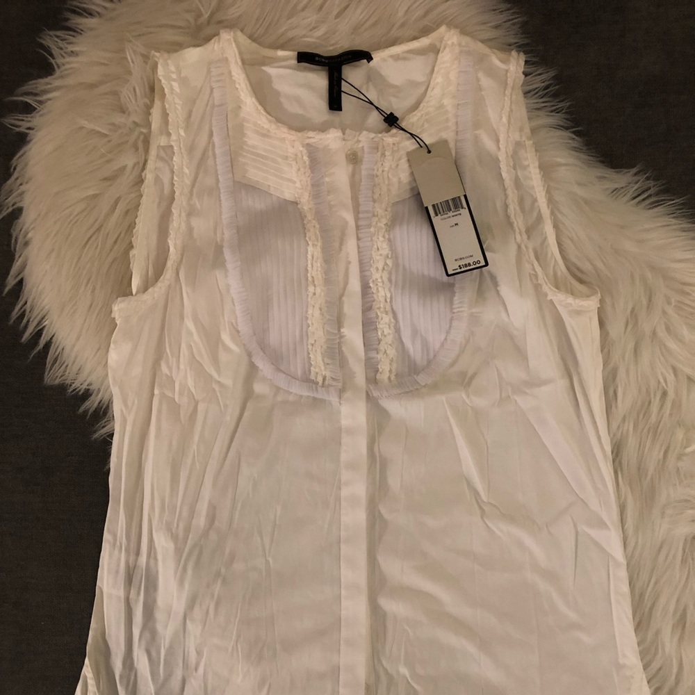 NWT BCBG sleeveless tuxedo-inspired shirt